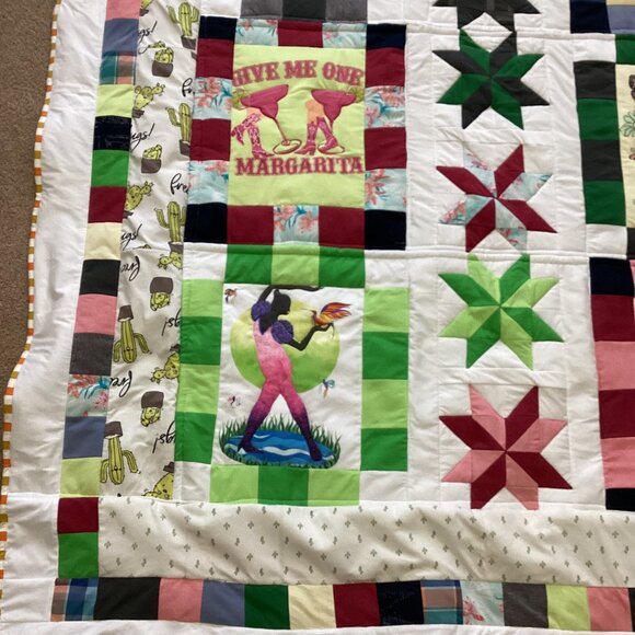 New Handmade T-Shirt Quilt Throw Thick Blanket Warm Winter Bedding - Picture 6 of 14